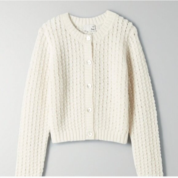 Wilfred Fortune Cardigan Alpaca Mohair Sweater Crochet Espace XXS Aritzia - Picture 6 of 14